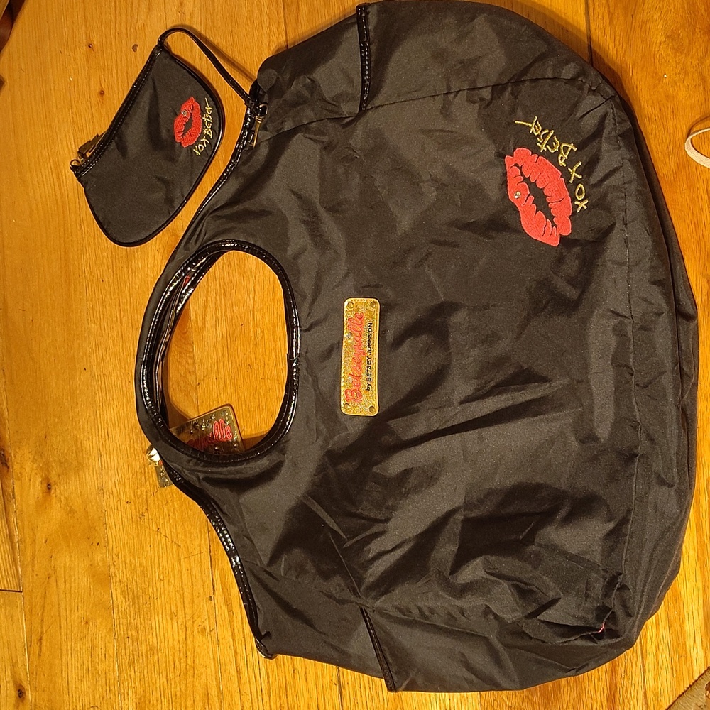Vintage Betseyville Betsey Johnson Reversible Cherry Print Zebra Striped Tote - Picture 6 of 14